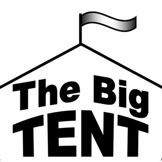 Big Tent logo - black outline of tent with words The Big Tent in the tent and a flag on top